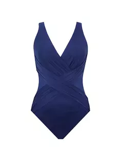 Цельный купальник-перекресток Illusionists с V-образным вырезом Miraclesuit Swim, Plus Size, цвет nova blue