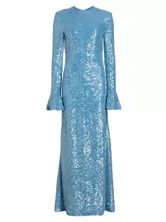 Платье макси с расклешенными рукавами и пайетками Lapointe, цвет sky blue