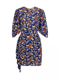 Приталенное мини-платье Pia с принтом бабочки Rhode, цвет cream papillon