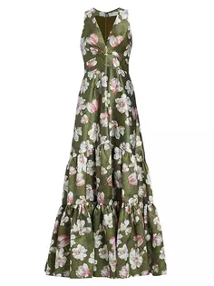 Атласное платье Rori с цветочным принтом Sachin &amp; Babi, цвет moss magnolia