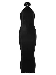 Платье миди с плиссированной комбинацией Klum L&apos;Idée, черный L'idée