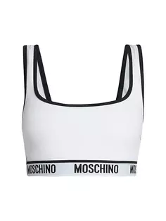 Бюстгальтер из эластичного джерси с круглым вырезом Moschino, цвет fantasy print white