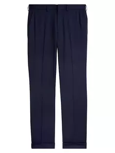 Шерстяные брюки Greg с плоской передней частью Ralph Lauren Purple Label, темно-синий