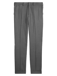 Шерстяные брюки Greg с плоской передней частью Ralph Lauren Purple Label, серый