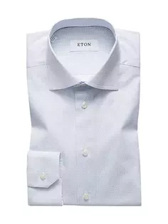 Классическая рубашка приталенного кроя с микроцветочным принтом Eton, синий