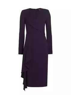 Плиссированное платье-футляр миди с поясом Badgley Mischka, фиолетовый