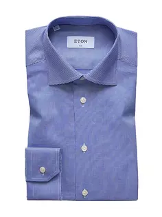 Классическая рубашка узкого кроя с узором «гусиные лапки» Eton, синий