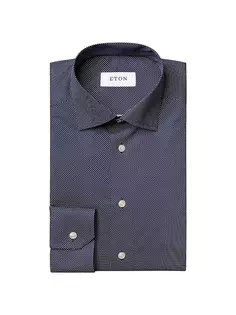 Классическая рубашка узкого кроя в фирменный горошек Eton, синий