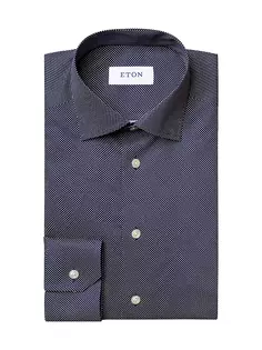 Классическая рубашка современного кроя в фирменный горошек Eton, синий
