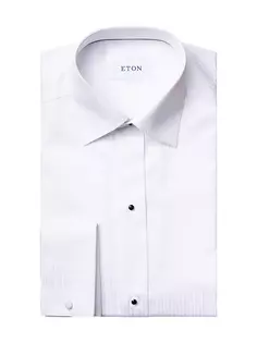 Атласная классическая рубашка современного кроя в полоску Eton, белый