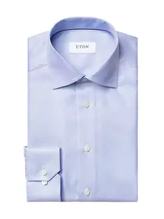 Классическая рубашка современного кроя с узором «гусиные лапки» Eton, синий