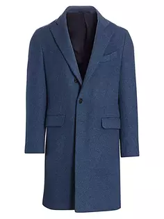 Однобортное пальто обычного кроя из шерсти и кашемира Eidos, синий