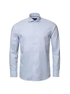 Мягкая повседневная рубашка из хлопка и шелка современного кроя Eton, синий