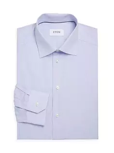 Классическая рубашка приталенного кроя в тонкую полоску Eton, синий
