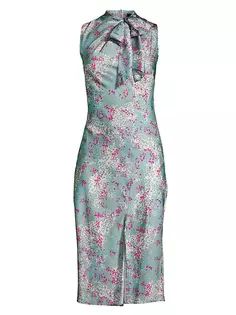 Атласное платье с абстрактным вырезом и воротником-стойкой Undra Celeste, цвет confetti animal