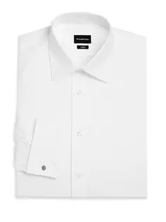 Хлопковая классическая рубашка обычного кроя с длинными рукавами Zegna, белый