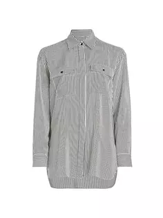 Полосатая шелковая рубашка Эллиаса Nili Lotan, цвет white black stripe