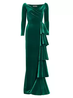 Бархатное платье Trinity с рюшами Chiara Boni La Petite Robe, цвет jade