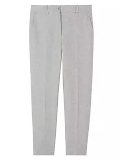 Меланжевые фланелевые брюки прямого кроя St. John, серый
