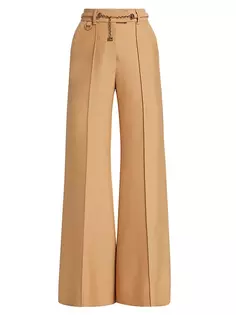 Полушерстяные брюки-клеш Luminosity с поясом Zimmermann, цвет biscuit