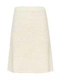 Трикотажная юбка из мохера букле Prada, цвет off white