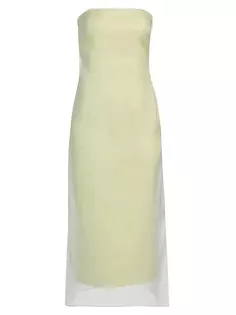 Платье миди без бретелек с накладным рисунком Punta Gauge81, цвет pale olive