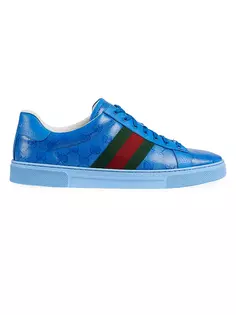 Низкие кеды из парусины с узором GG и кристаллами Ace Gucci, синий