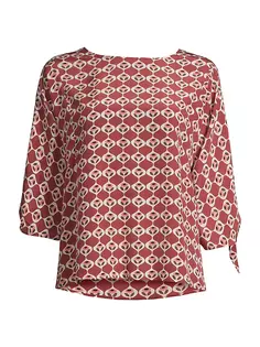 Adone Шелковая блузка с геометрическим узором Weekend Max Mara, цвет rust