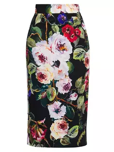 Юбка-карандаш с цветочным принтом Dolce&amp;Gabbana, цвет roseto nero