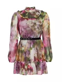 Мини-платье Alex с поясом и цветочным принтом Ldt, цвет portrait blooms
