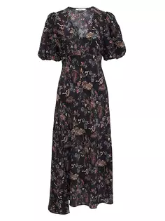 Платье миди Maia из шелковой смеси с цветочным принтом Robert Graham, мультиколор