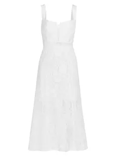 Расклешенное платье-миди из вельветового кружева Self-Portrait, белый