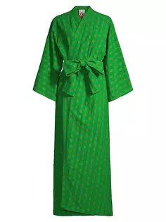 Платье макси с запахом и бахромой в горошек La Vie Style House, зеленый
