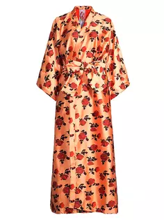Платье макси с запахом и цветочным принтом La Vie Style House, цвет peach rust