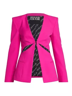 Куртка с V-образным вырезом и вырезом Versace Jeans Couture, фуксия