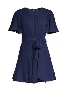 Плиссированное мини-платье Lumi Milly, темно-синий