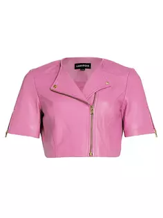 Укороченный кожаный топ Kirsi Lamarque, цвет bodacious pink