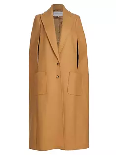 Шерстяное пальто-кейп без рукавов Michael Kors Collection, цвет camel