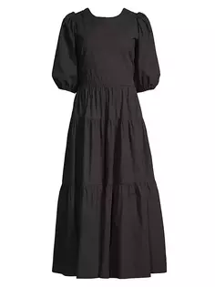 Многоярусное платье миди Daphne из поплина Birds Of Paradis, черный