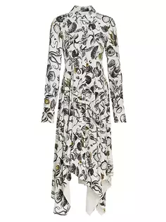 Платье-рубашка из шелкового платка с цветочным принтом Jason Wu Collection, мультиколор