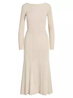 Шелковое трикотажное платье с вырезом на спине Ralph Lauren Collection, цвет butter