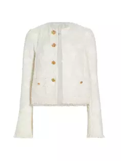 Твидовый жакет Gardenia с вышивкой Oscar De La Renta, цвет ivory white