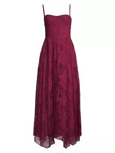 Платье из кружева с цветочным принтом для светских мероприятий Donna Karan New York, алый