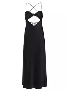 Платье-комбинация из перекрученного атласа и шелка с вырезами The Sei, черный