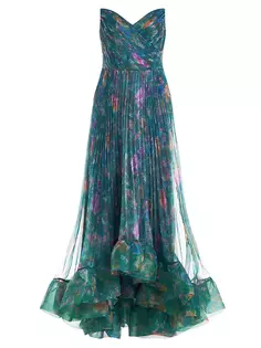 Плиссированное платье с цветочным принтом без бретелек Moira Theia, цвет stippled meadow