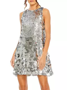 Мини-платье трапеции с пайетками Mac Duggal, цвет silver