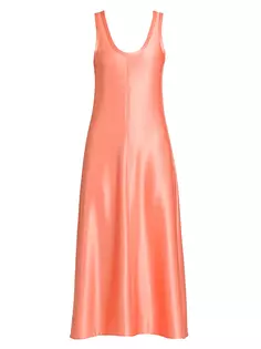 Матовое атласное платье-миди с глубоким вырезом Jil Sander, цвет peach pearl