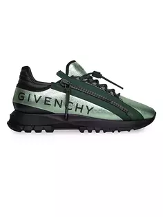 Кроссовки Spectre Runner из ламинированной кожи на молнии Givenchy, цвет green silvery