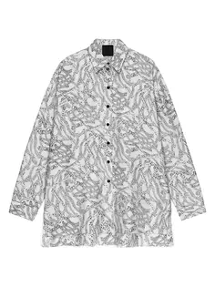 Рубашка оверсайз с длинной спиной из шелка с принтом Givenchy, серый