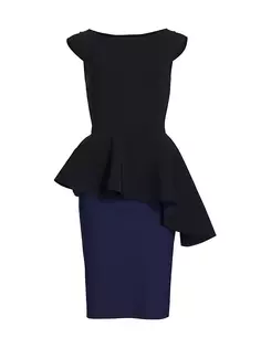 Платье Etheline с баской и короткими рукавами Chiara Boni La Petite Robe, цвет nero blue notte